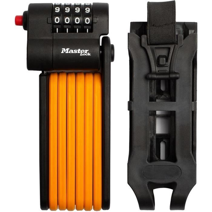 Antivol Vélo a Code - MASTER LOCK - 8336EURDPRO - Acier Trempé, Combinaison Programmable, Support Inclus