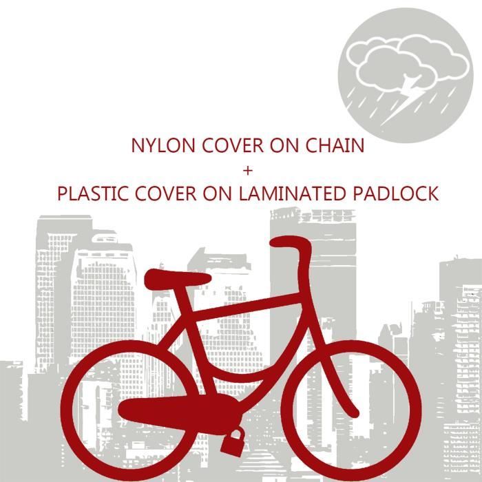 ChaÓne antivol MASTER LOCK - 8390EURDPRO - 90cm x ÿ 6mm - Cadenas 40mm - Gaine nylon - Noir