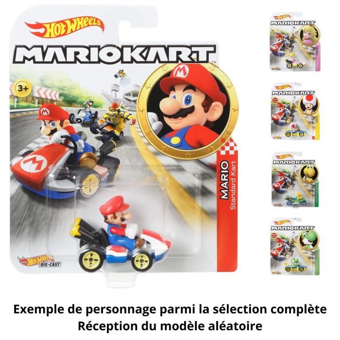 Hot Wheels - Véhicule Mario Kart (modele aléatoire) - Petite Voiture - 3 ans et + GBG25