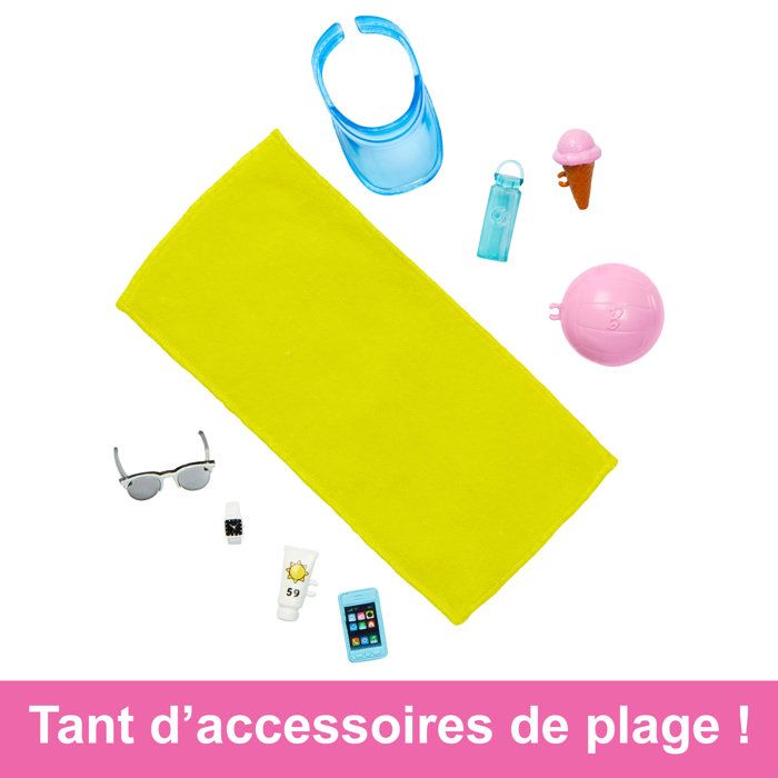 Barbie-Ken Plage-Poupée blonde short de bain et accessoires de plage HPL74