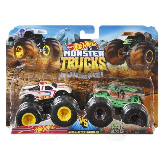 Hot Wheels - Coffret 2 vÈhicules Monster Truck Double DÈmolition - Petites Voitures - 3 ans et + FYJ64
