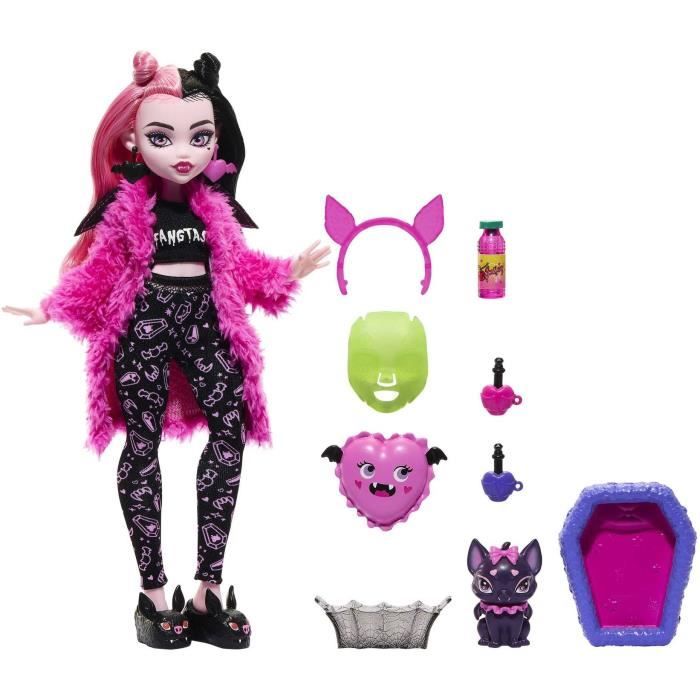Monster High-Coffret SoirÈe Pyjama Draculaura-poupÈe et accessoires HKY66