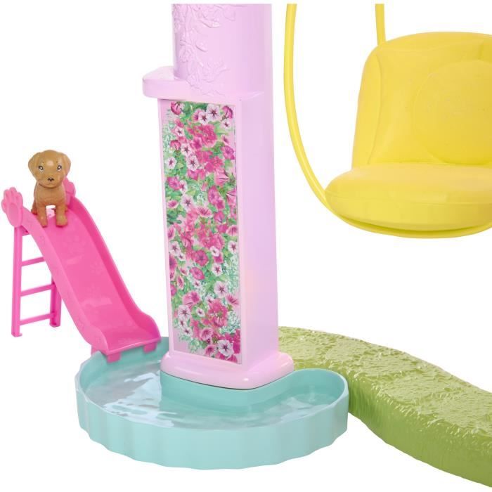Barbie-Maison de Reve-Maison de poupée 3 niveaux, piscine et toboggan HMX10