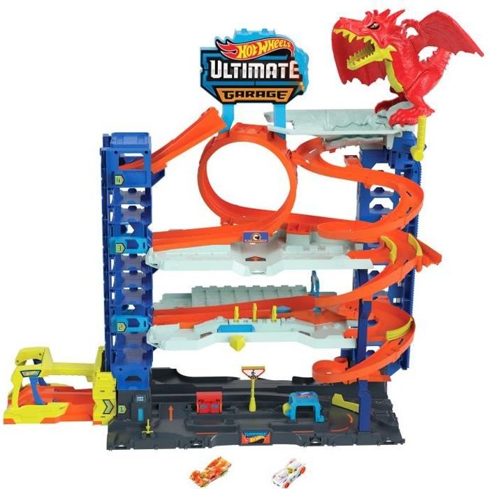 Hot Wheels City-Garage Ultime-Coffret avec 2 voitures incluses HKX48