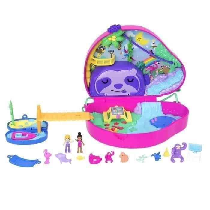 Polly Pocket-La Famille des Paresseux-Coffret 2 en 1, jouet de voyage HRD40