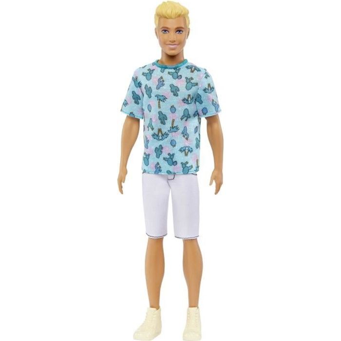 Barbie-Ken Fashionistas-PoupÈe blonde avec t-shirt cactus HJT10