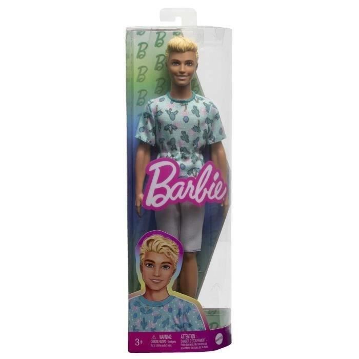 Barbie-Ken Fashionistas-PoupÈe blonde avec t-shirt cactus HJT10