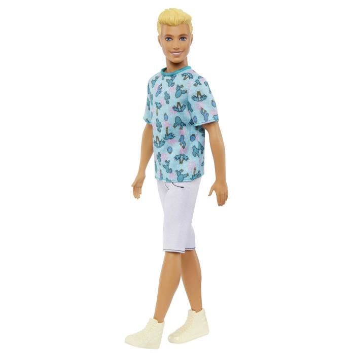Barbie-Ken Fashionistas-PoupÈe blonde avec t-shirt cactus HJT10