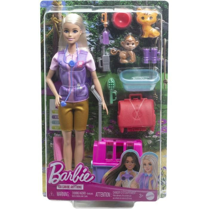 Barbie-Sauvetage d'Animaux-Coffret poupÈe blonde et accessoires HRG50
