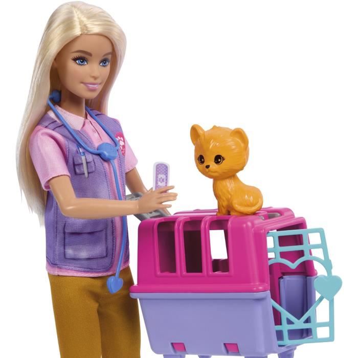 Barbie-Sauvetage d'Animaux-Coffret poupÈe blonde et accessoires HRG50