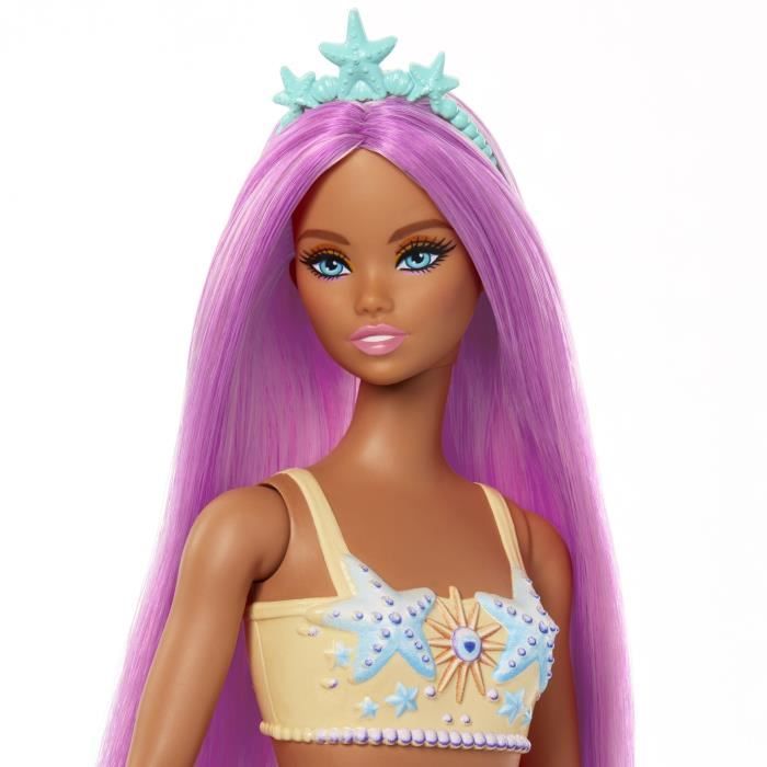 Barbie - Poupées Sirenes avec cheveux et nageoires colorés et serre-tete HRR05
