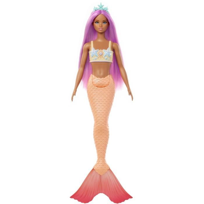 Barbie - Poupées Sirenes avec cheveux et nageoires colorés et serre-tete HRR05