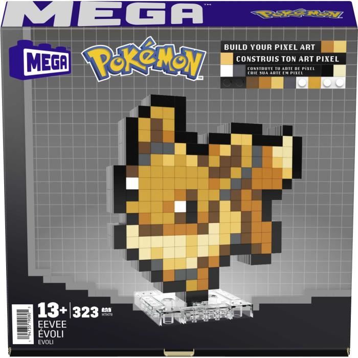 Mega-Pokémon-évoli-Coffret De Construction Rétro Pixel Art 323 Pieces - MEGA Pokémon - HTH78