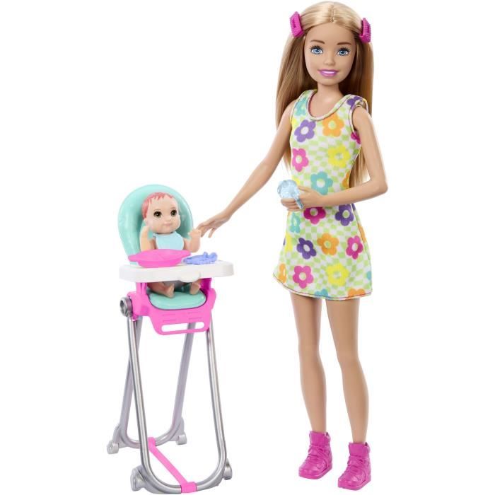 Barbie Skipper Coffret Babysitters Inc, 1 poupée, 1 bébé, accessoires HTK35