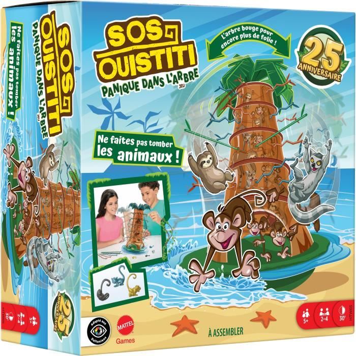 SOS Ouistiti : Panique dans l'arbre-Jeu de société familial HTW65 Mattel Games