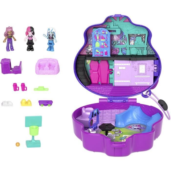 Polly Pocket-Monster High-Coffret 3 mini-figurines et 10 accessoires HVV58