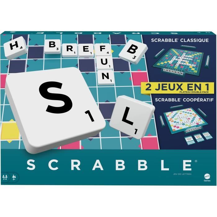 Mattel Games - Scrabble-Jeu de société familial classique avec 2 modes de jeu HWD44