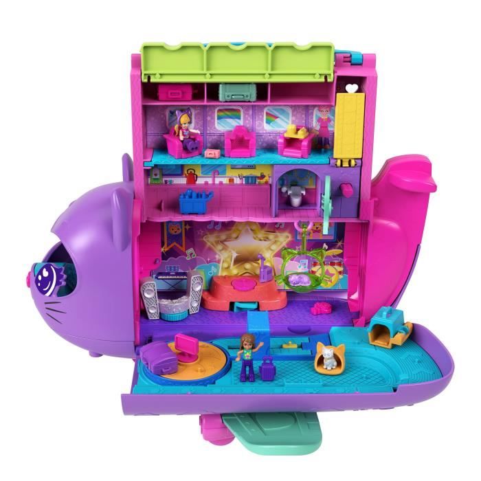 Polly Pocket-Avion Chaton Transformable-Coffret avec 2 mini-figurines HWP19