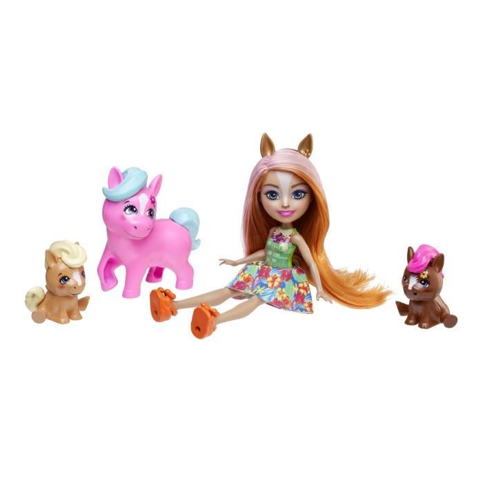 Enchantimals-Famille de Pensee Poney-PoupÈe et 3†figurines poneys HXB99