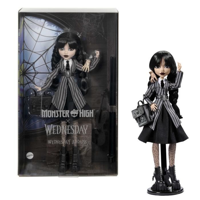 Monster High-Mercredi Addams en Uniforme-Poup?e avec La Chose - Monster High - HXJ04
