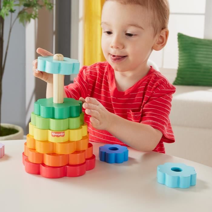 Fisher-Price-Empileur d'Anneaux avec 10 pieces en bois HXT77