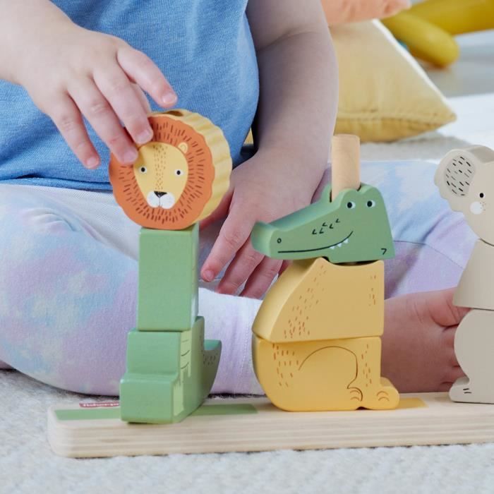 Fisher-Price-Animaux en Bois a Empiler et Trier, 10 pieces HXV04
