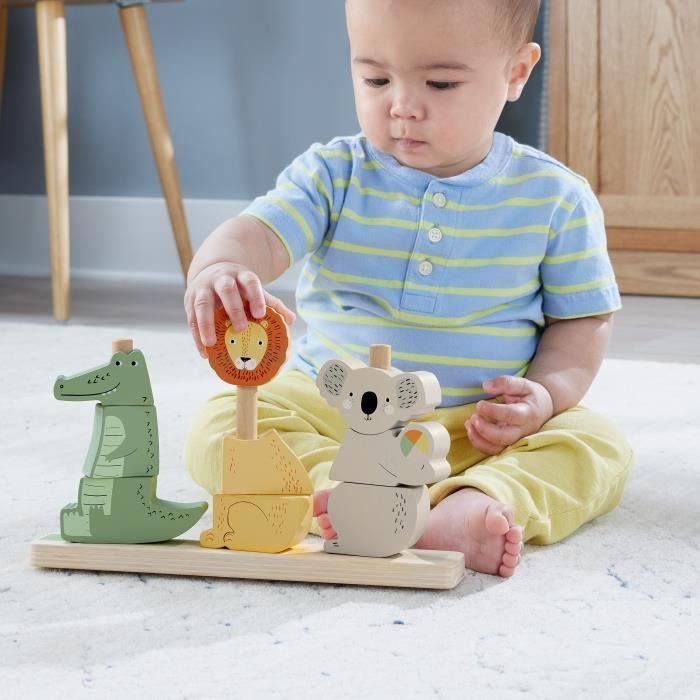 Fisher-Price-Animaux en Bois a Empiler et Trier, 10 pieces HXV04