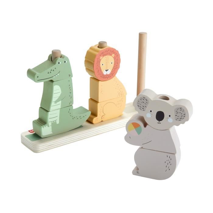 Fisher-Price-Animaux en Bois a Empiler et Trier, 10 pieces HXV04