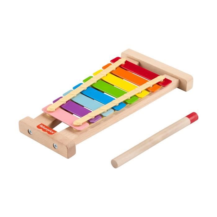 Fisher-Price-Xylophone en bois, instrument de musique avec 2 pieces HXV13