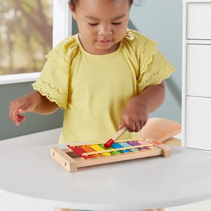 Fisher-Price-Xylophone en bois, instrument de musique avec 2 pieces HXV13