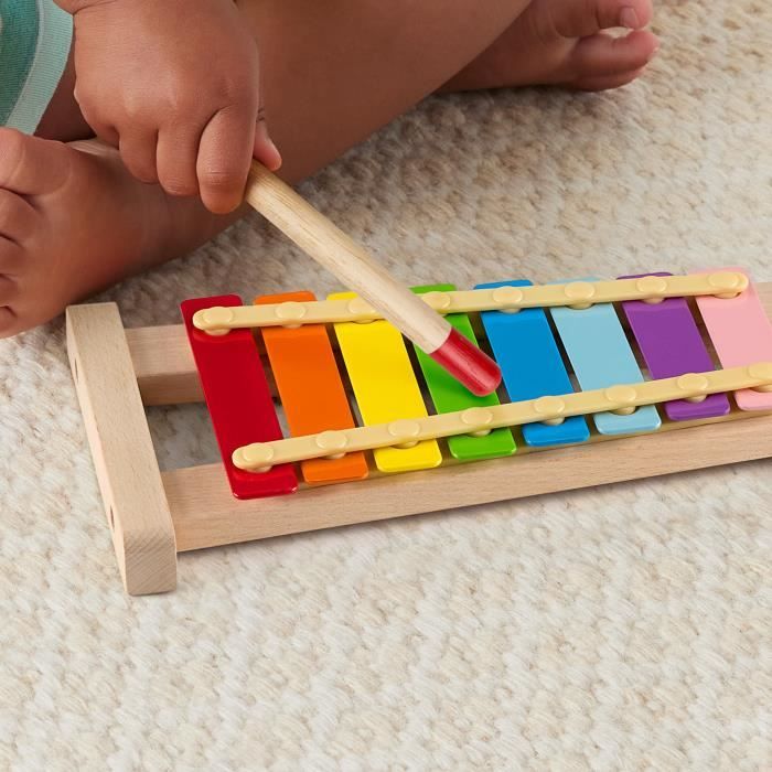Fisher-Price-Xylophone en bois, instrument de musique avec 2 pieces HXV13