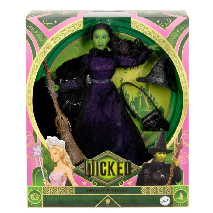 Mattel-Wicked-Poupée Elphaba avec cheveux tressés et multiples poses - Wicked - HXY38