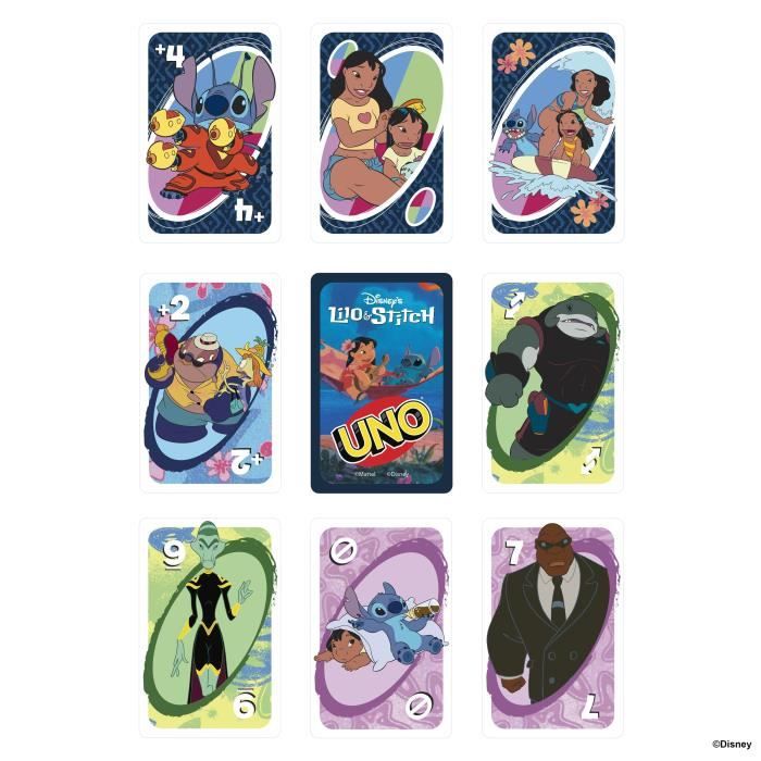 Mattel Games - Disney UNO Lilo et Stitch-Jeu de cartes pour les enfants et la famille JCC10