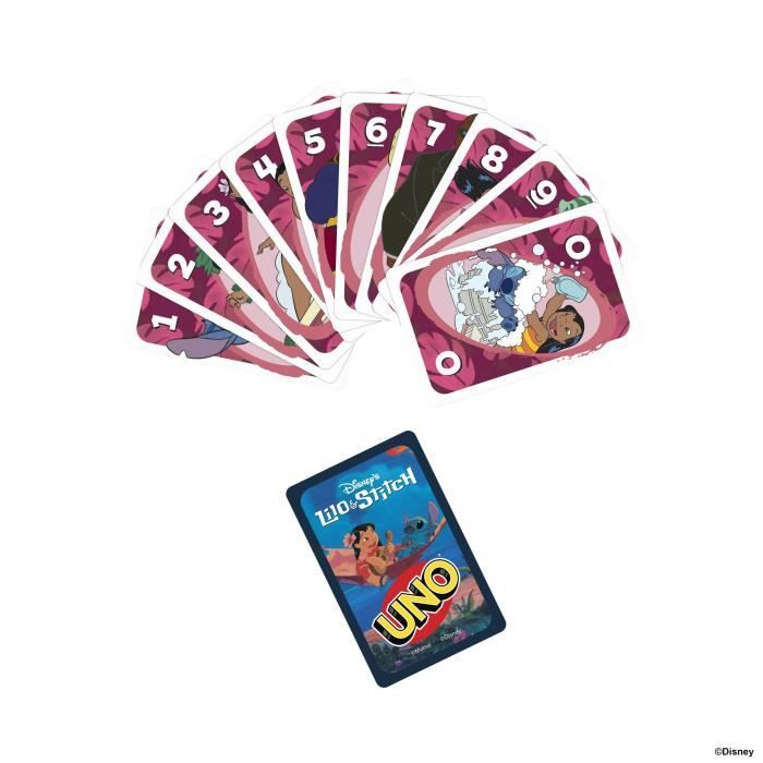 Mattel Games - Disney UNO Lilo et Stitch-Jeu de cartes pour les enfants et la famille JCC10