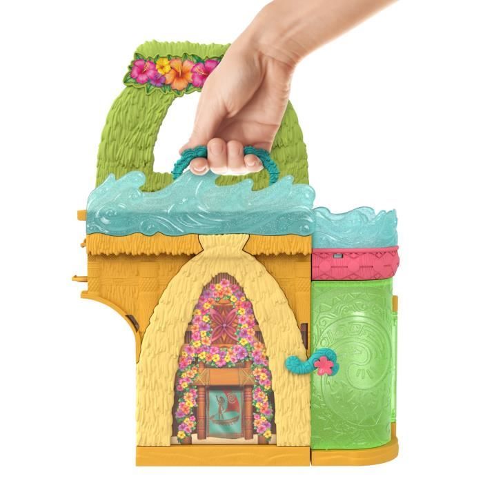 Disney Vaiana Histoires a empiler Coffret de maison de poupée avec une petite poupée Vaiana, 1 ami animal et 9 accessoires - MATTEL