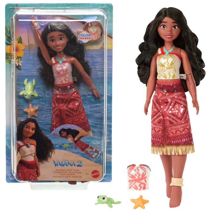 Disney - Poupée Vaiana Nageuse - Vaiana 2 - Corsage qui change de couleur - Disney Moana - JFF09