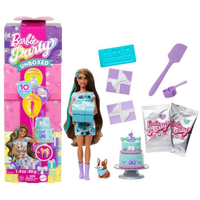 BARBIE Party unboxed chien bleu - JFG72