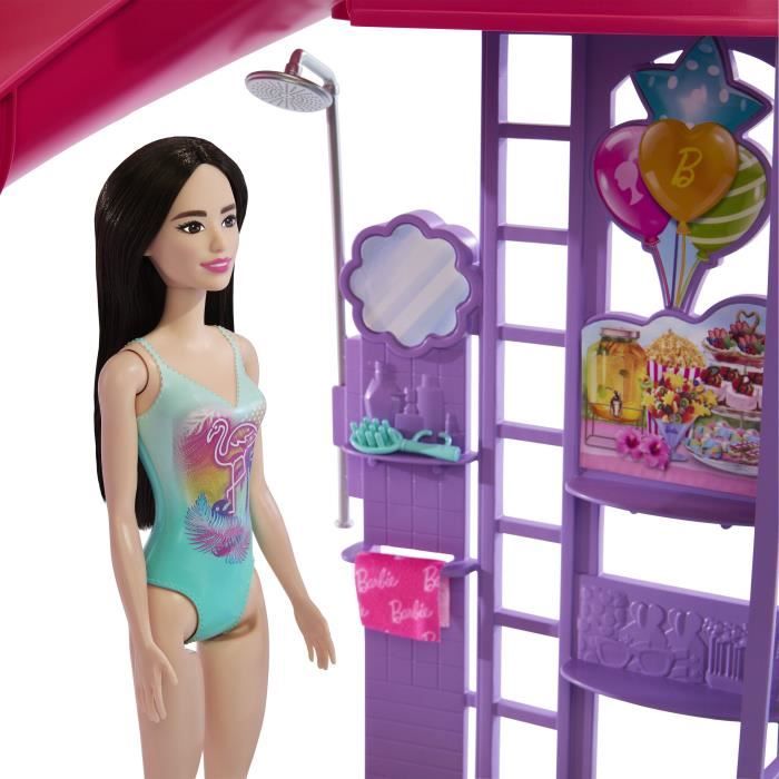 Barbie - Coffret Piscine de Reve - Toboggan et jacuzzi - Plus de 20 accessoires - Barbie - JFP01