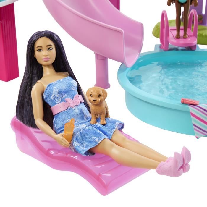 Barbie - Coffret Piscine de Reve - Toboggan et jacuzzi - Plus de 20 accessoires - Barbie - JFP01