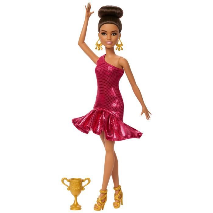 Barbie - Poupée Danseuse de Salon et Accessoires - Brune avec trophée - Barbie - JFR09