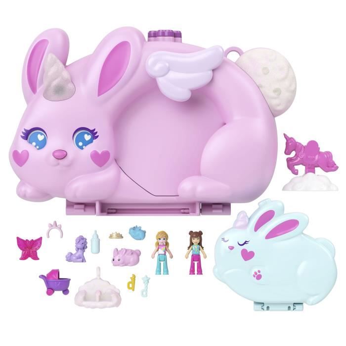 Polly Pocket - Coffret 2 en 1 Lapin - Avec 2 figurines et 12 accessoires - Polly Pocket - JFT88