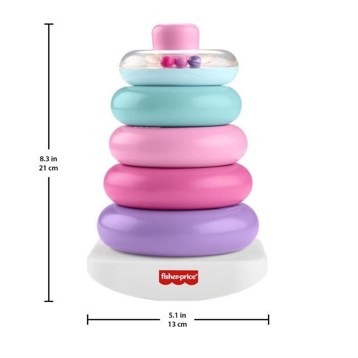 Fisher-Price - Pyramide Arc-en-ciel - Jouet d'éveil a empiler pour bébés - Fisher-Price - JGP94