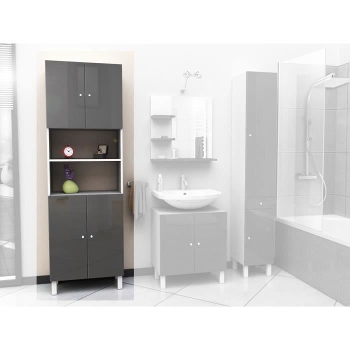 CORAIL Armoire de salle de bain L 60 cm - Gris laquÈ