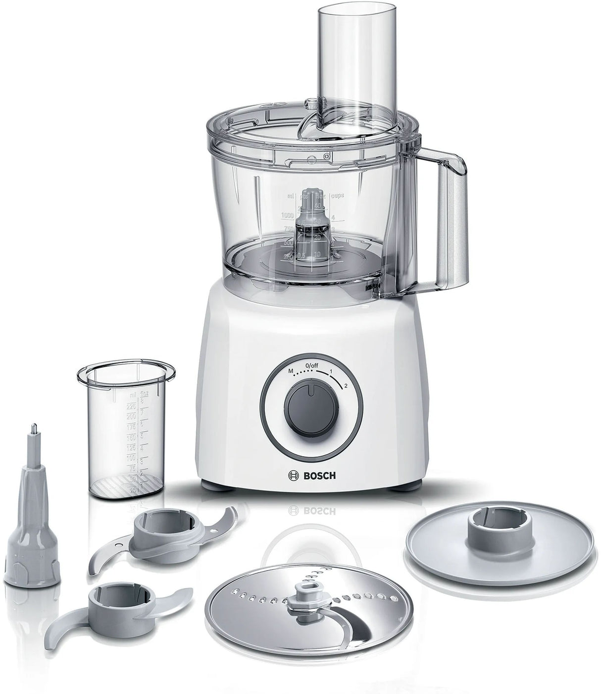 Robot multifonctions BOSCH MultiTalent3 MCM3100W – plus de 20 fonctions – 800 W – Capacité de 2,3 L – Blanc/Gris