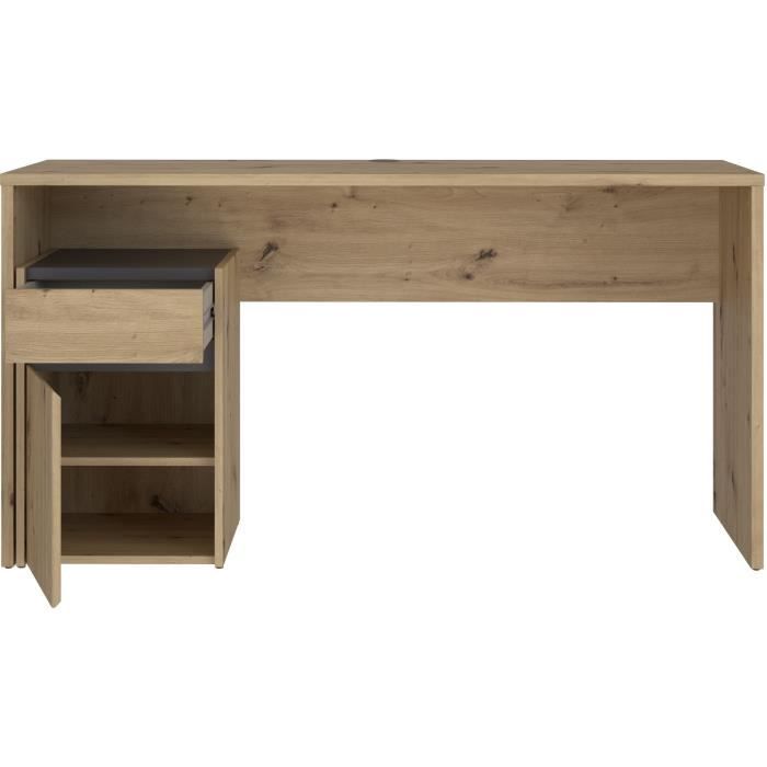 Bureau droit MODULTRICK - Chene/Gris foncé - 140 x 52,7 x 72,5 cm