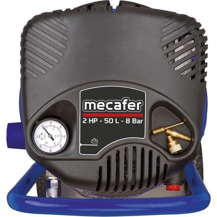 Compresseur vertical - MECAFER - 425790 - 50 L - Bleu coaxial - Sans huile