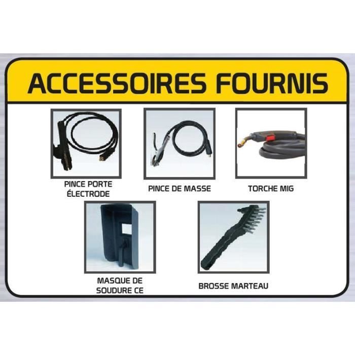 Poste a souder Inverter VIP 160A Multi Process 3 en 1 - STANLEY - MMA, MIG GAZ, MIG NO GAZ - 6mm - Jaune