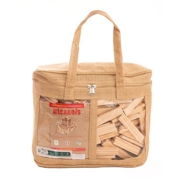 Mécabois Sac de planchettes de 400 pieces - Jeux de constructions planchettes en bois - fabriqué en France