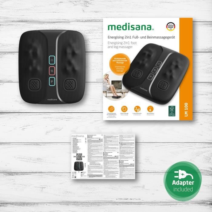 Masseur energisant 2 en 1 pieds et jambes - MEDISANA - LM 100 - Shiatsu + shaking stimulant - 2 intensités + chauffant - Noir