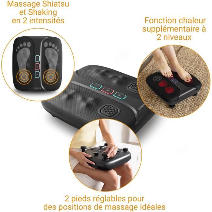 Masseur energisant 2 en 1 pieds et jambes - MEDISANA - LM 100 - Shiatsu + shaking stimulant - 2 intensités + chauffant - Noir